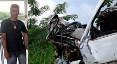 O carro que Pequeno dirigia chocou-se de frente com uma carreta na BR-101