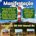 MARAÚ: NOVO PROTESTO COBRANDO ASFALTO DA BR-030 ACONTECE AMANHÃ NO TREVO DA BA-001