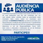 AURELINO LEAL: PREFEITURA PUBLICA EDITAL DE CHAMAMENTO PARA A REALIZAÇÃO DE AUDIÊNCIA PÚBLICA